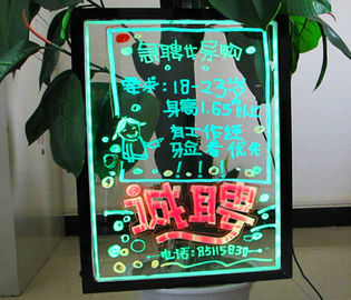 สีเต็มรูปแบบกระพริบบอร์ดเขียน LED โปร่งใสสว่างป้ายโฆษณา