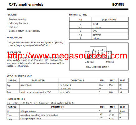 CAT แอพลิเคชัน BGY888 ขยายสัญญาณวิดีโอแอมป์และโมดูลวงจรชิป