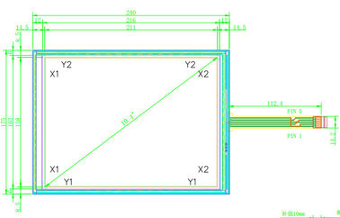 5 ลวด ITO แก้ว Resistive Touch Screen 10.4 นิ้ว POS Terminals / Kiosk
